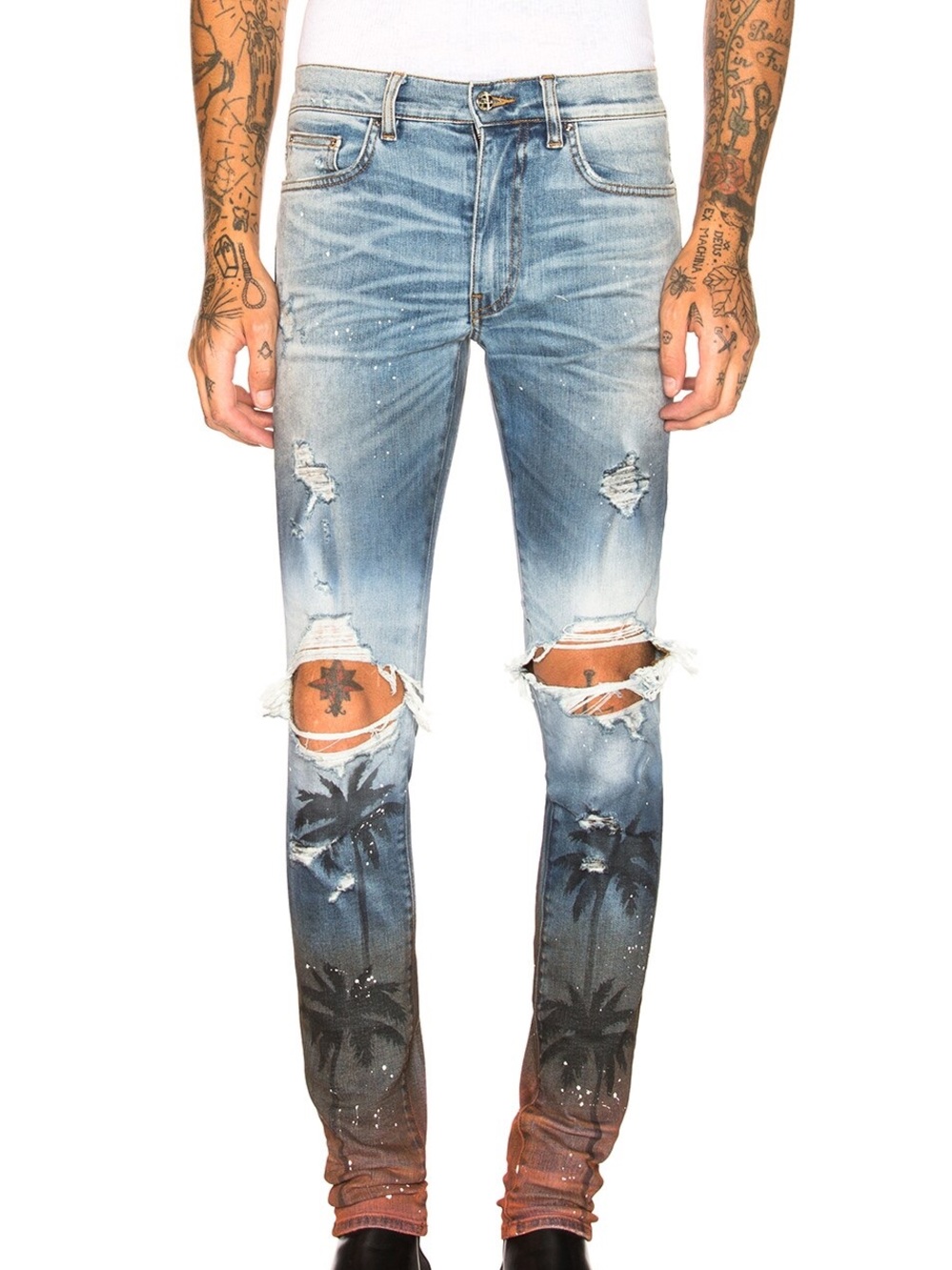AMIRI Indigo Night Palm Thrasher Jeans Size 32